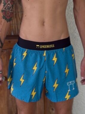 ChicknLegs Blue Lightning Bolt Running Shorts Men’s S